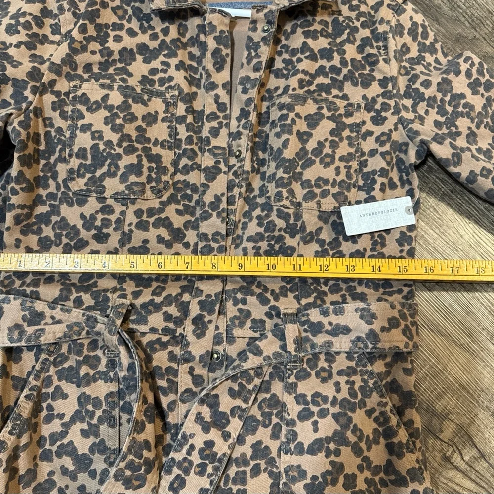 Anthropologie Denim Leopard Print Utility Jumpsuit XSP - Picture 8 of 14